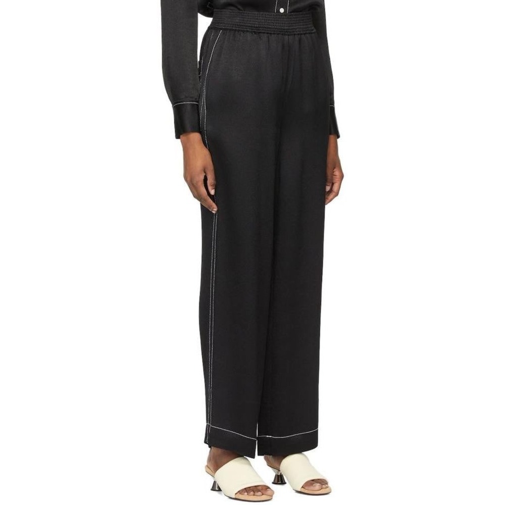 Proenza Schouler White Label Black 100% Viscose Wide-Leg Contrast Stitch Pants 6